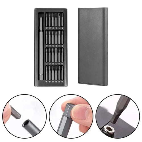 Juego de Destornilladores de Precisión 25 en 1, Destornillador Magnético con Cabeza Hexagonal y Plana para iPhone, PC, Reloj, Cámara, Gafas