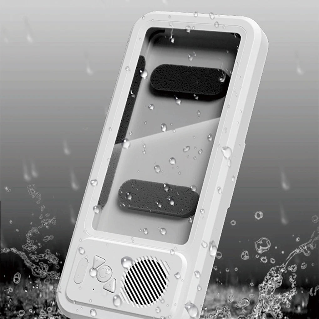 Waterproof Shower Phone Case with Bluetooth Speaker, Touchscreen Stand for Watching Videos in the Bathroom, Waterproof Audio Storage Box